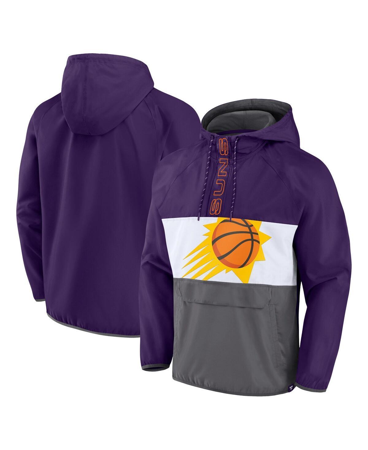 Mens Fanatics Branded Purple/Gray Phoenix Suns Anorak Flagrant Foul Color-Block Raglan Hoodie Half-Zip Jacket Product Image