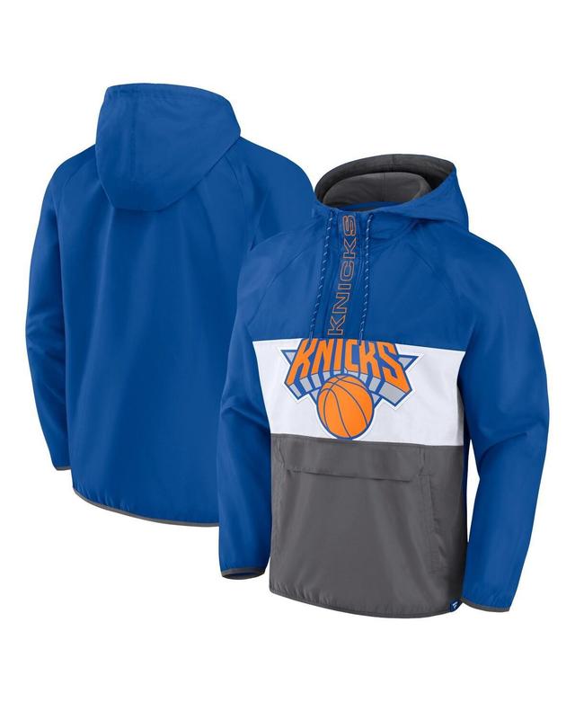 Mens Fanatics Branded /Gray New York Knicks Anorak Flagrant Foul Color-Block Raglan Hoodie Half-Zip Jacket Product Image