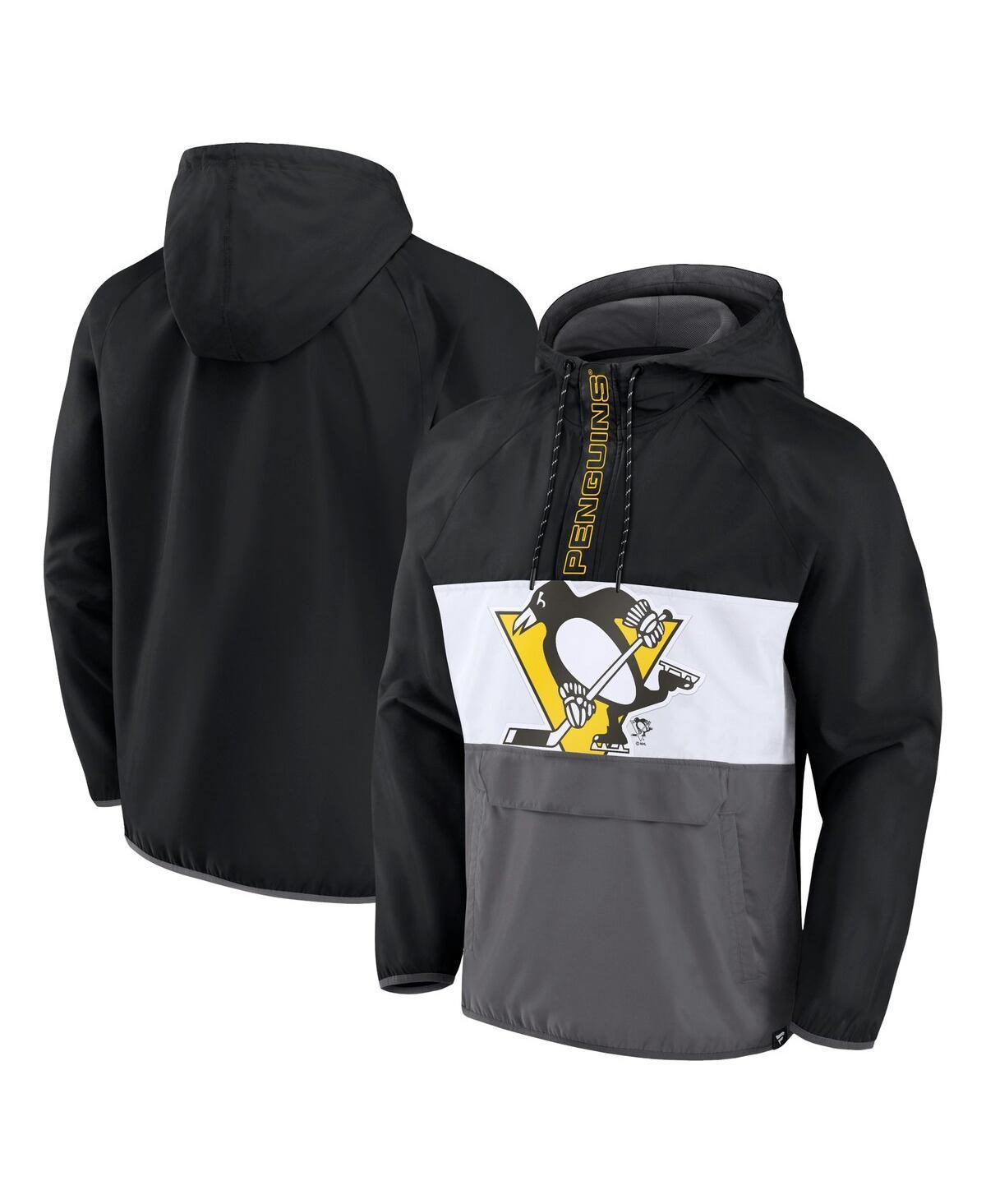 Mens Fanatics Black Pittsburgh Penguins Flagrant Foul Anorak Raglan Half-Zip Hoodie Jacket Product Image