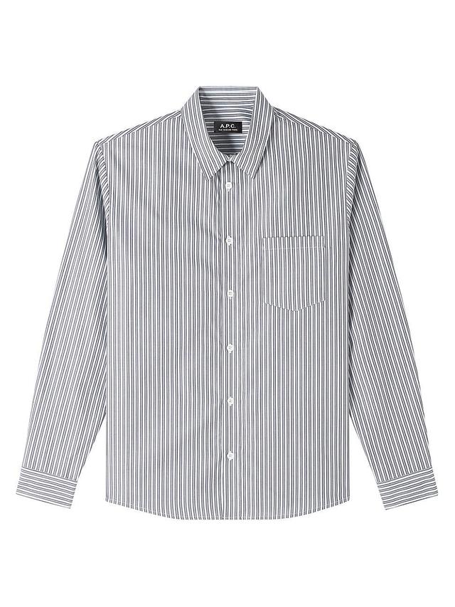 Mens Striped Cotton Button-Front Shirt Product Image