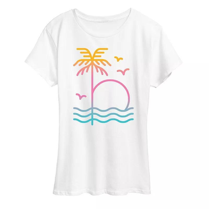 Womens Palm Sunset Ombre Graphic Tee Product Image