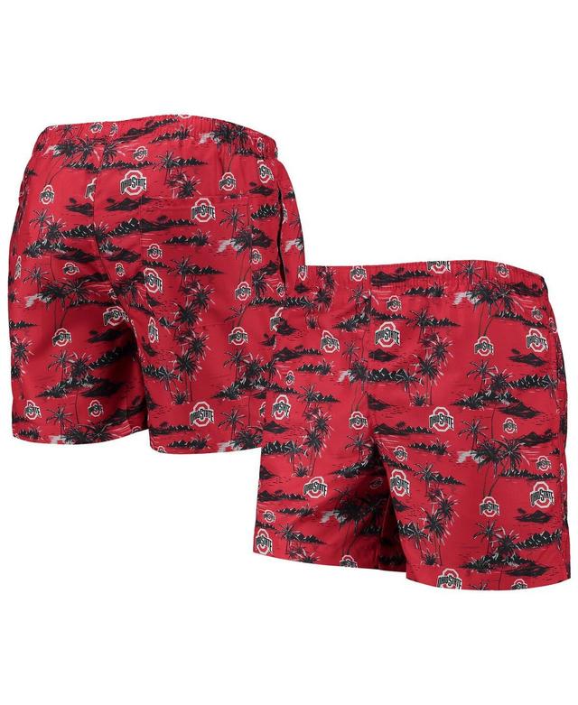 Mens FOCO Scarlet Ohio State Buckeyes Island Palm Swim Trunks Product Image