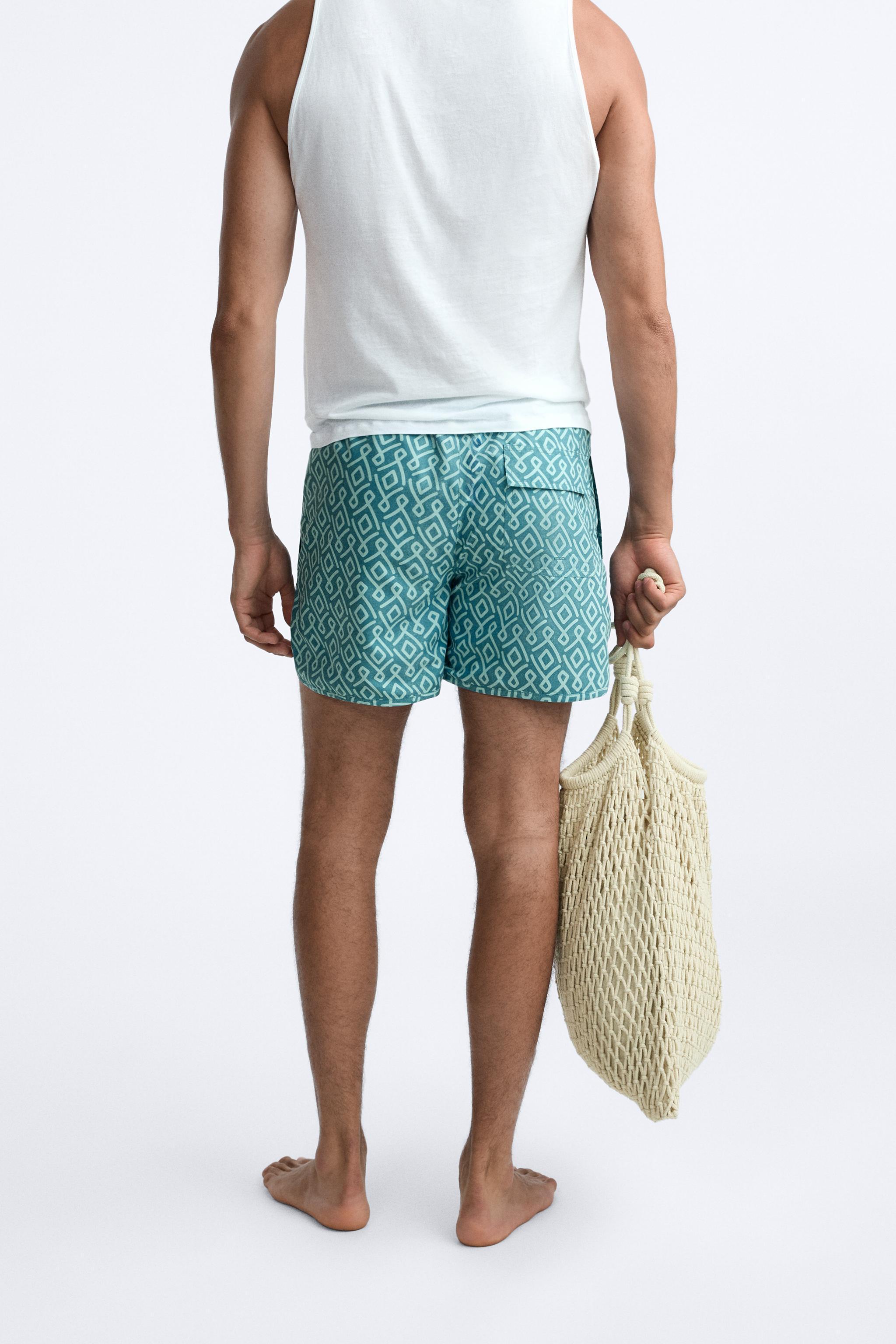 GEOMETRIC PRINT LONGLINE SWIMMING TRUNKS Product Image