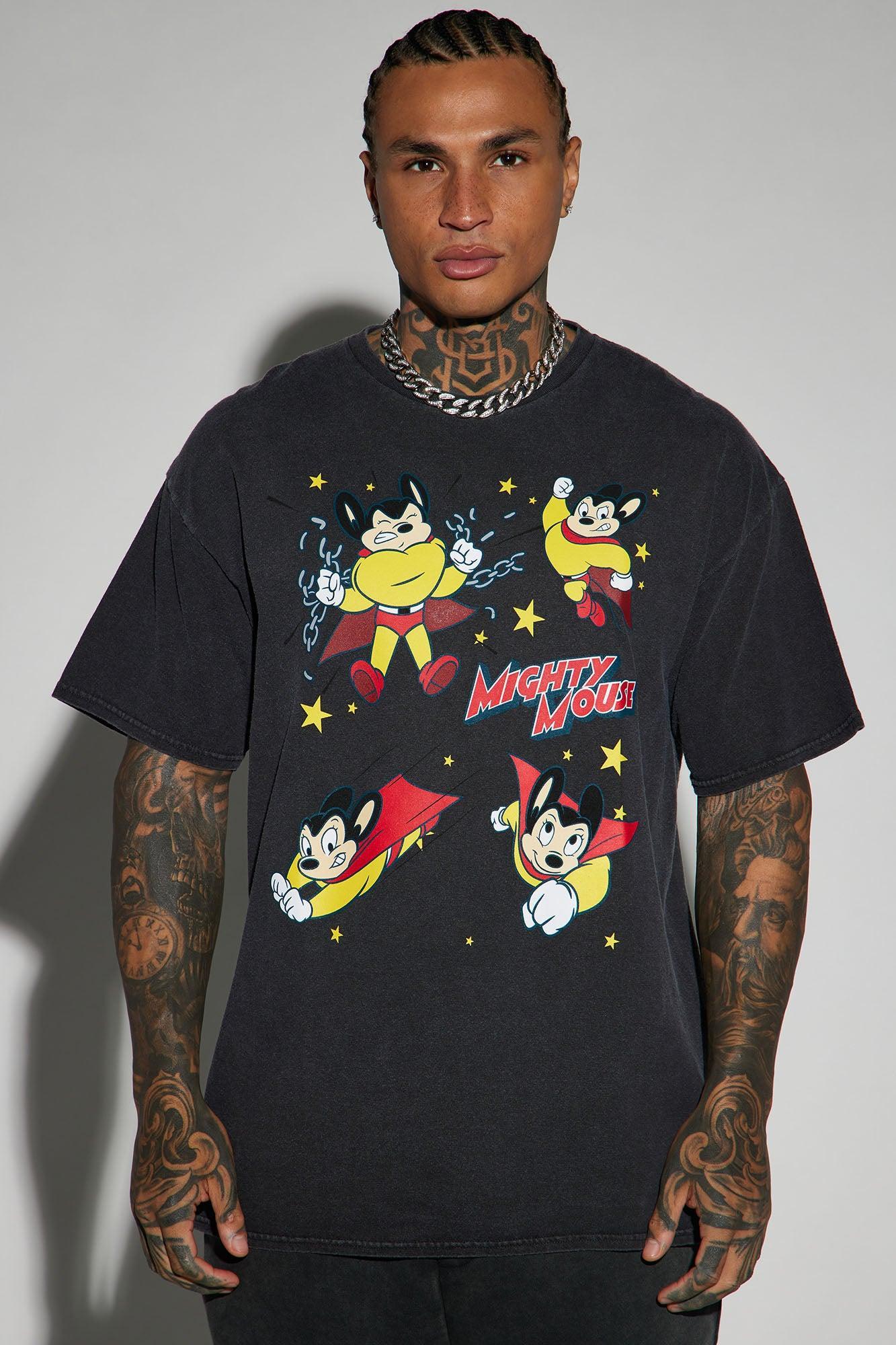 Mighty Mouse To The Rescue Short Sleeve Tee - Black Product Image