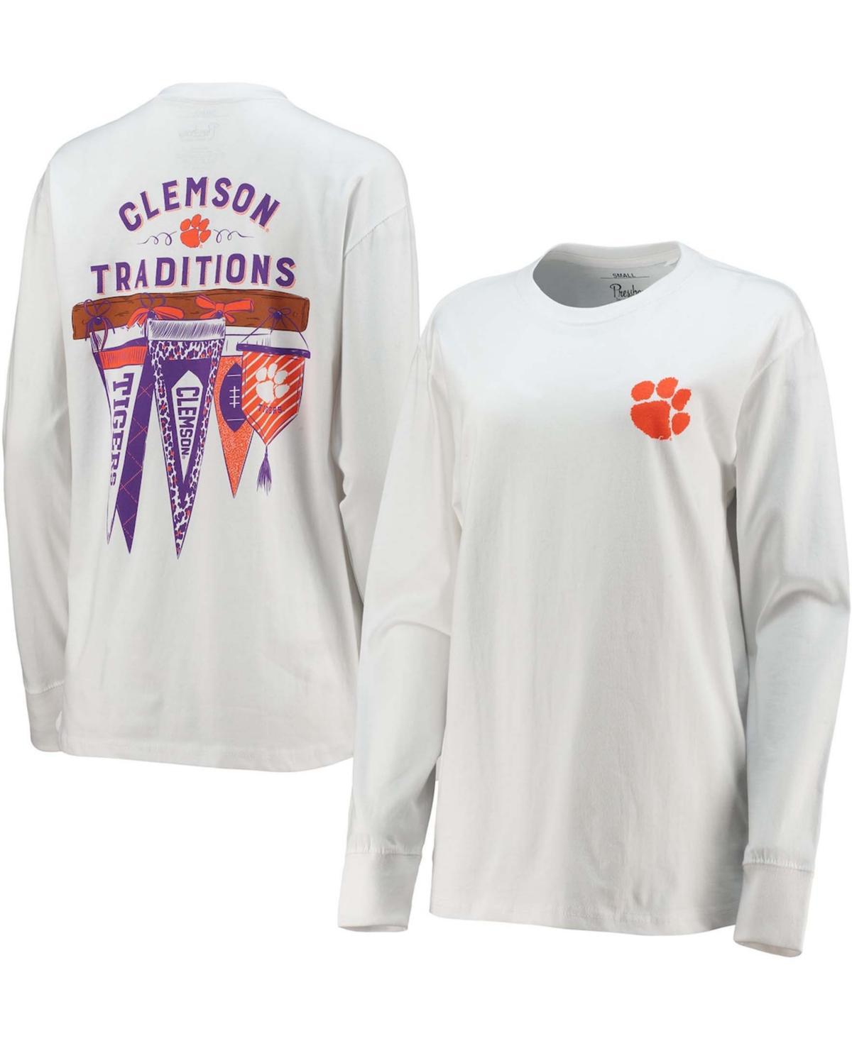 Womens White Clemson Tigers Traditions Pennant Long Sleeve T-shirt Product Image