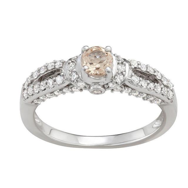 14k White Gold 5/8 Carat T.W. Diamond & Morganite Engagement Ring, Womens 10k Whgold Product Image