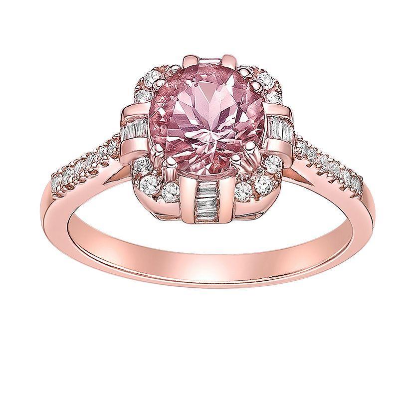 Gemminded 10k Rose Gold, Morganite & 1/4 Carat T.W. Diamond Ring, Womens Pink Tone Product Image