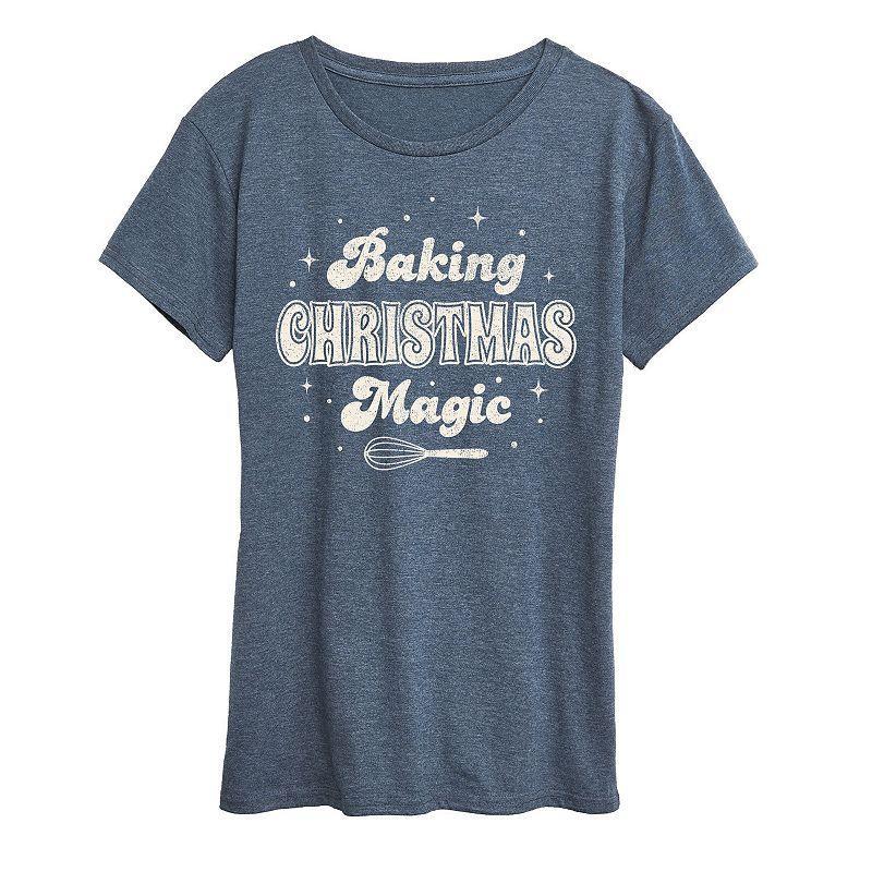 Womens Baking Christmas Magic Graphic Tee, Girls Grey Green Product Image