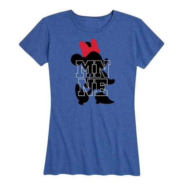 Disneys Minnie Mouse Silhouette Graphic Tee, Womens Grey Royal Blue Product Image