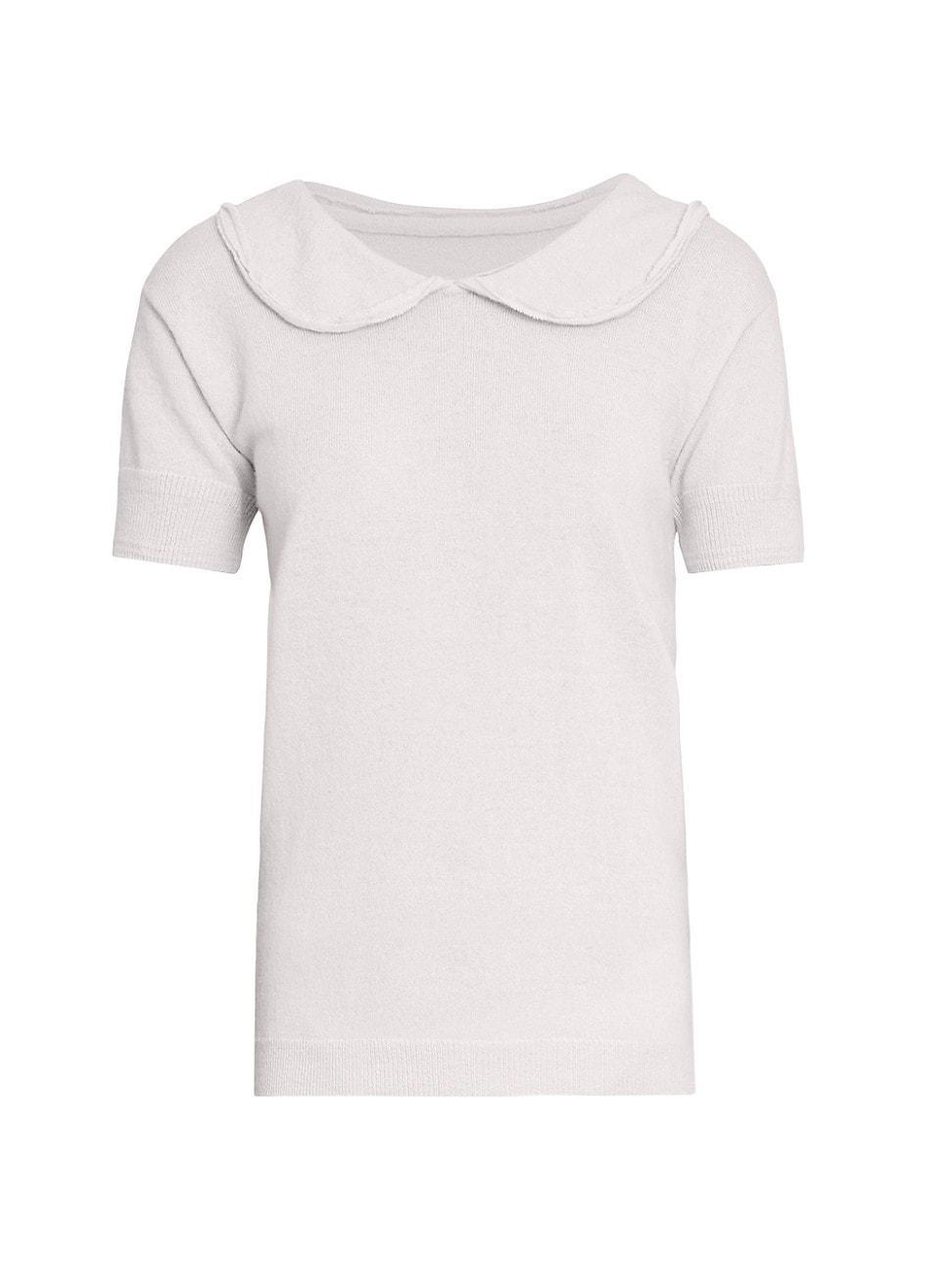 Womens Short-Sleeve Wool & Cashmere Sweater Product Image