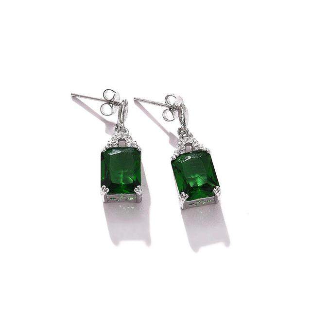 Sohi Womens Green Stone Drop Earrings Product Image