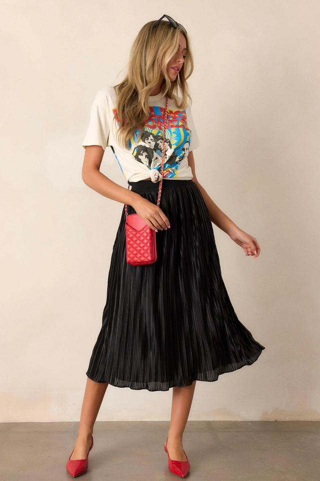 Try And Try Again Black Pleated Midi Skirt Product Image