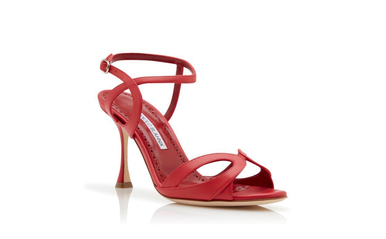 ELFAJRSAN Red Calf Leather Ankle Strap Sandals Product Image