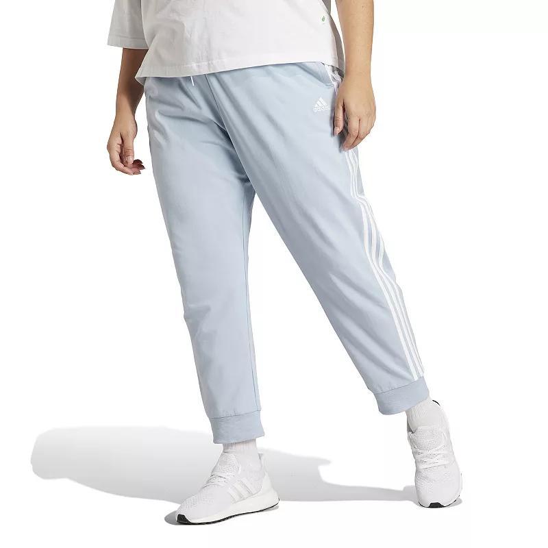 adidas Essentials 3-Stripes Pants (Plus Size) Wonder Blue F23 2X Womens Product Image