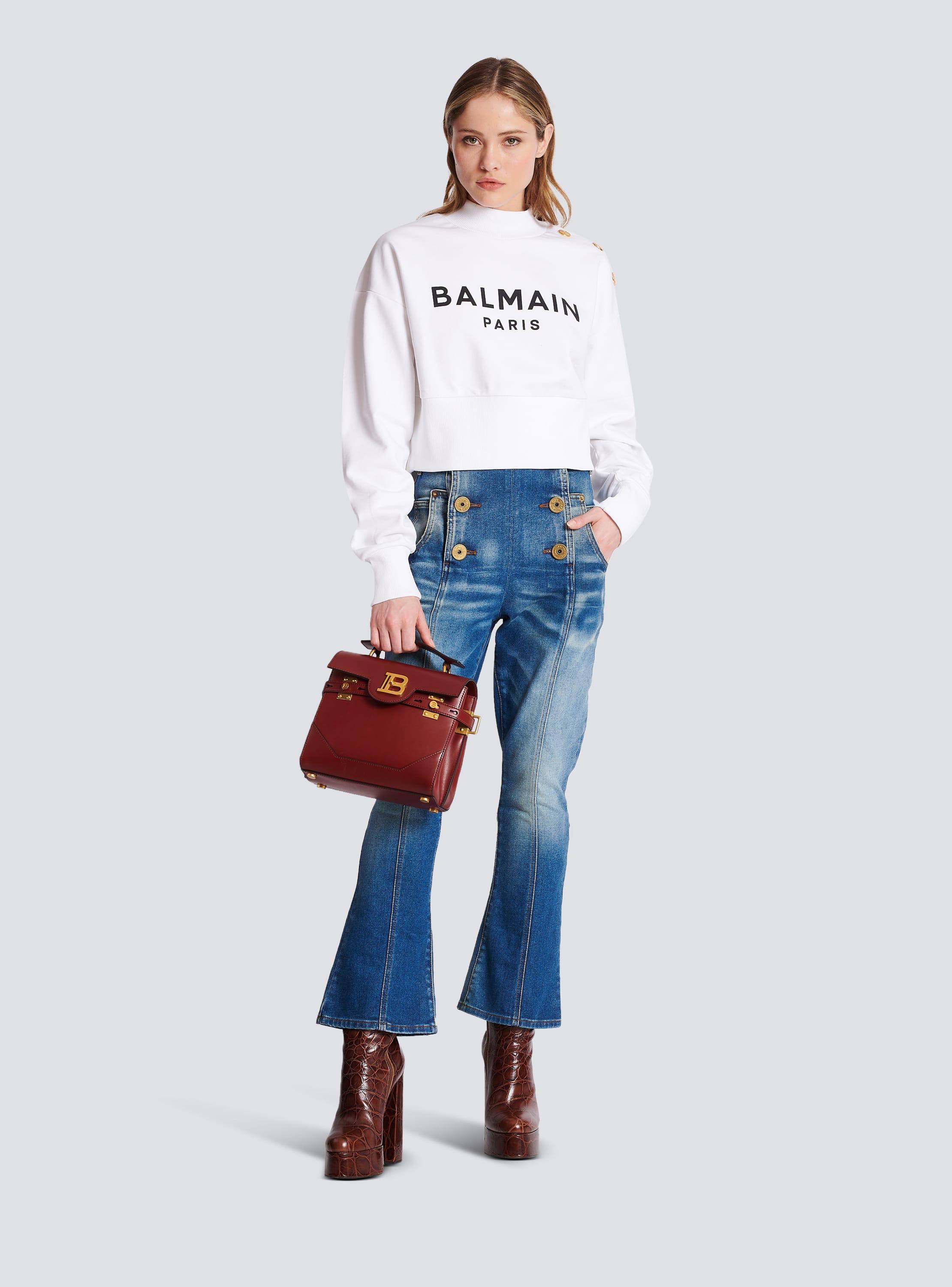 Cropped sweatshirt with Balmain Paris print Product Image