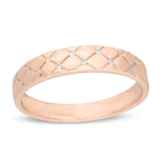 Men's 1/20 CT. T.w. Diamond Quilted Wedding Band in 10K Rose Gold Product Image