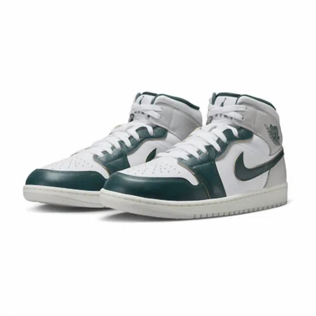 NIKE Jordan Air Retro 1 Mid Se Suede Casual Shoes In White/sail/neutral Grey/oxidized Green Product Image