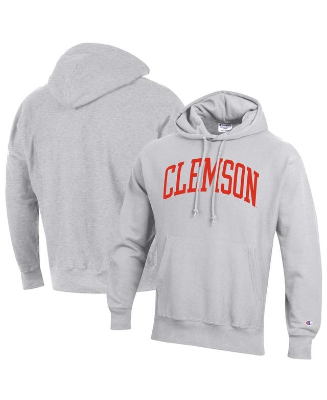 Mens Champion Heathered Gray Clemson Tigers Team Arch Reverse Weave Pullover Hoodie Product Image