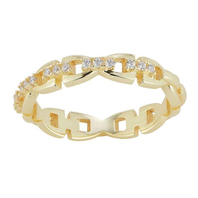 Sunkissed Sterling Cubic Zirconia Link Chain Ring, Womens Gold Tone Product Image