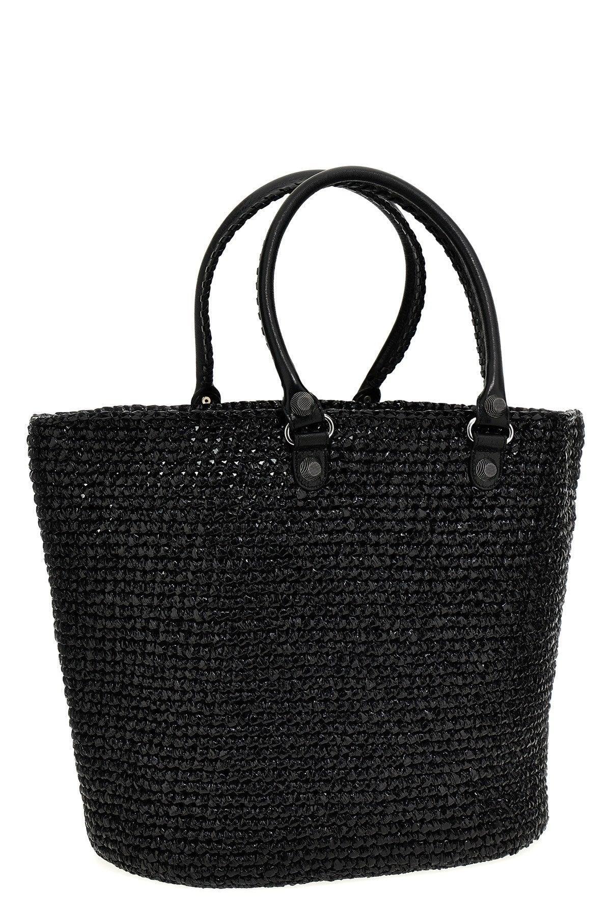 Woman Black Raffia Large Le Cagole Panier Shopping Bag Product Image