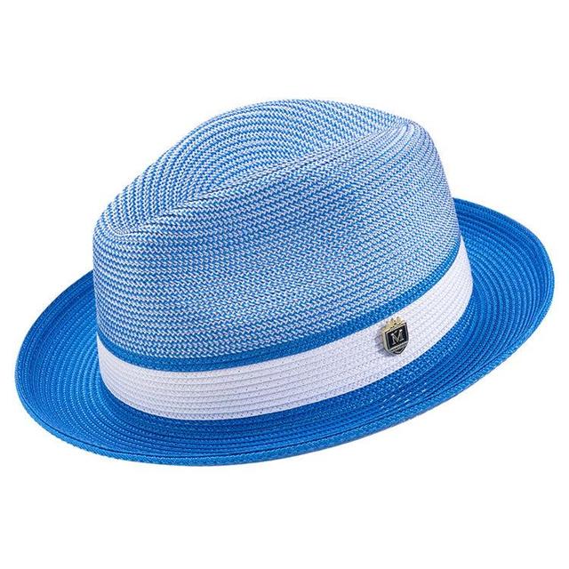 Men's Braided Two Tone Pinch Fedora Hat in Cobalt Product Image