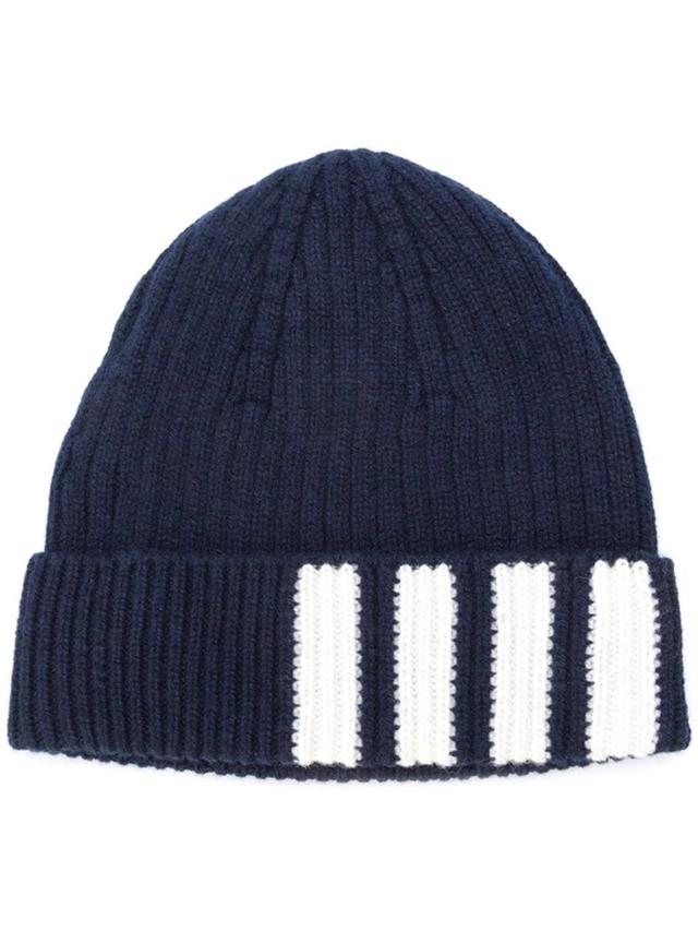 Cashmere Ribbed-knit Beanie In Blue Product Image