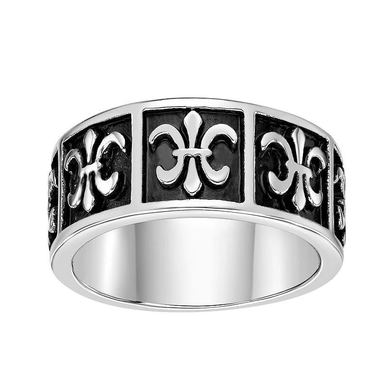 Mens LYNX Stainless Steel Fleur De Lis Ring Two Tone Product Image