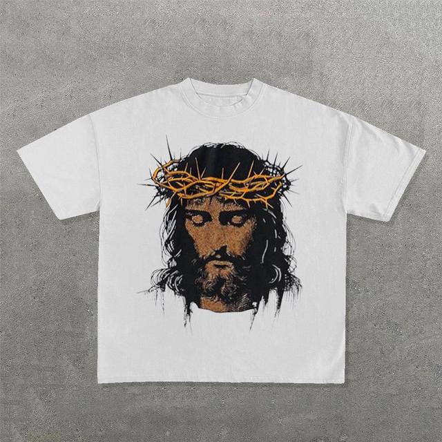 Jesus Christ Saves Lives Print Graphic 100% Cotton T-Shirt Product Image