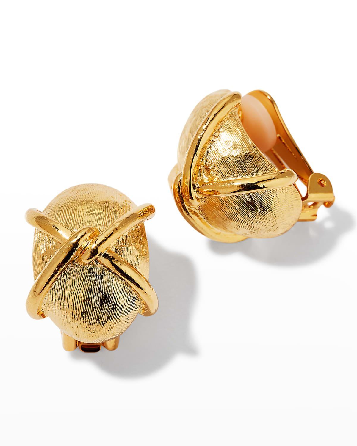 Kenneth Jay Lane Gold "X" Button Earrings - GOLD Product Image