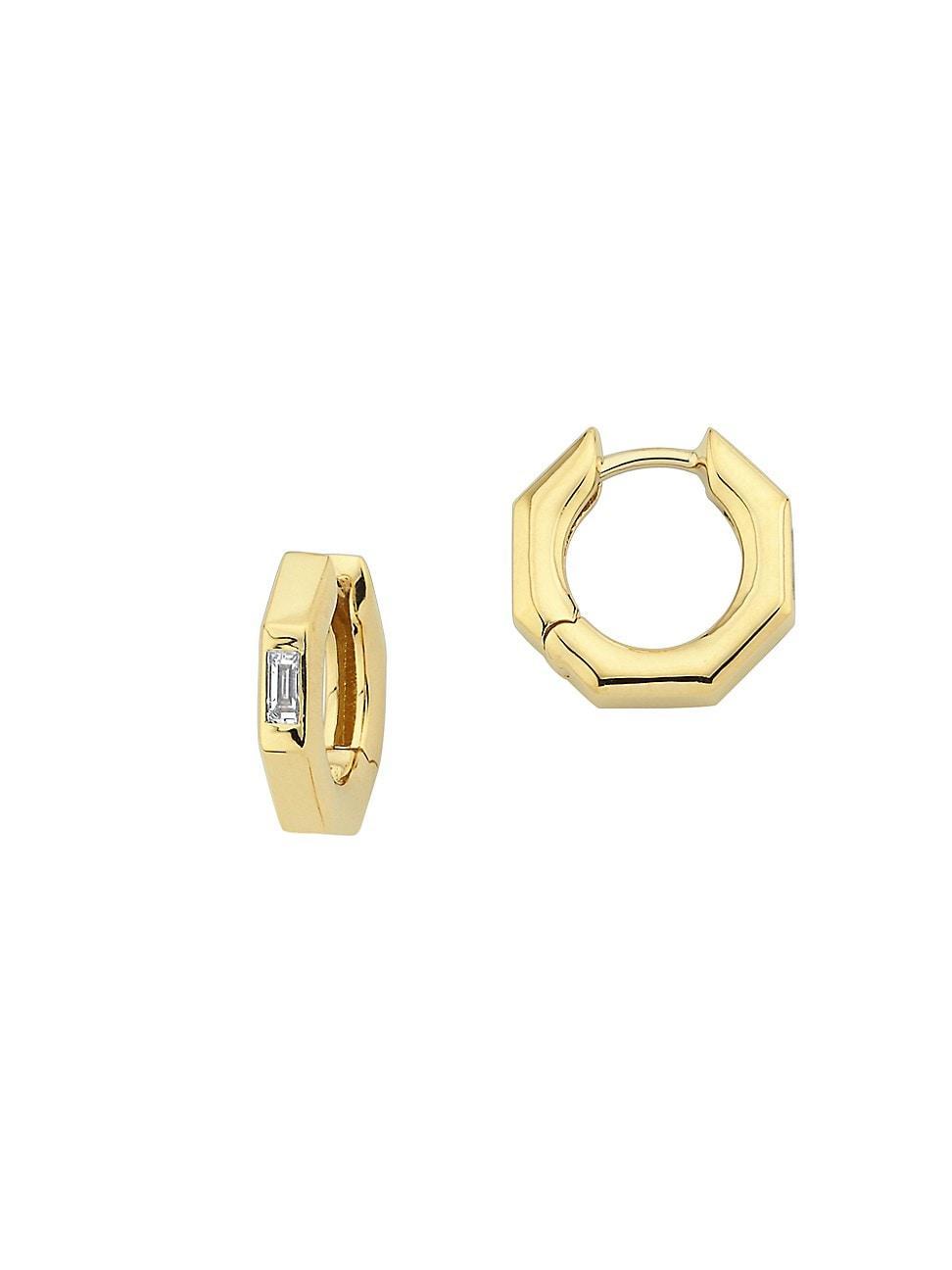 Womens Bubble 18K Yellow Gold & 0.09 TCW Diamond Small Geometric Hoop Earrings Product Image