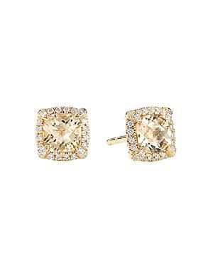 David Yurman Petite Chatelaine Pave Bezel Stud Earrings in 18K Yellow Gold with Champagne Citrine Product Image