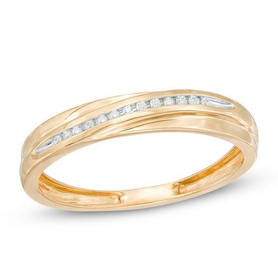 Men's 1/20 CT. T.w. Diamond Slant Wedding Band in 10K Gold Product Image