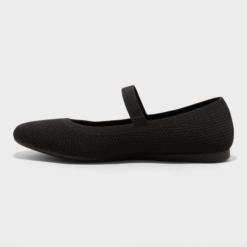 Women's Shiloh Knit Mary Jane Ballet Flats - A New Day™ Black Product Image