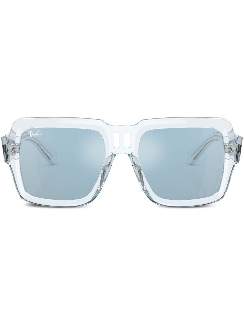 RAY BAN Magellan Bio-based Sunglasses Transparent Light Blue Frame Blue Lenses 54-19 Product Image