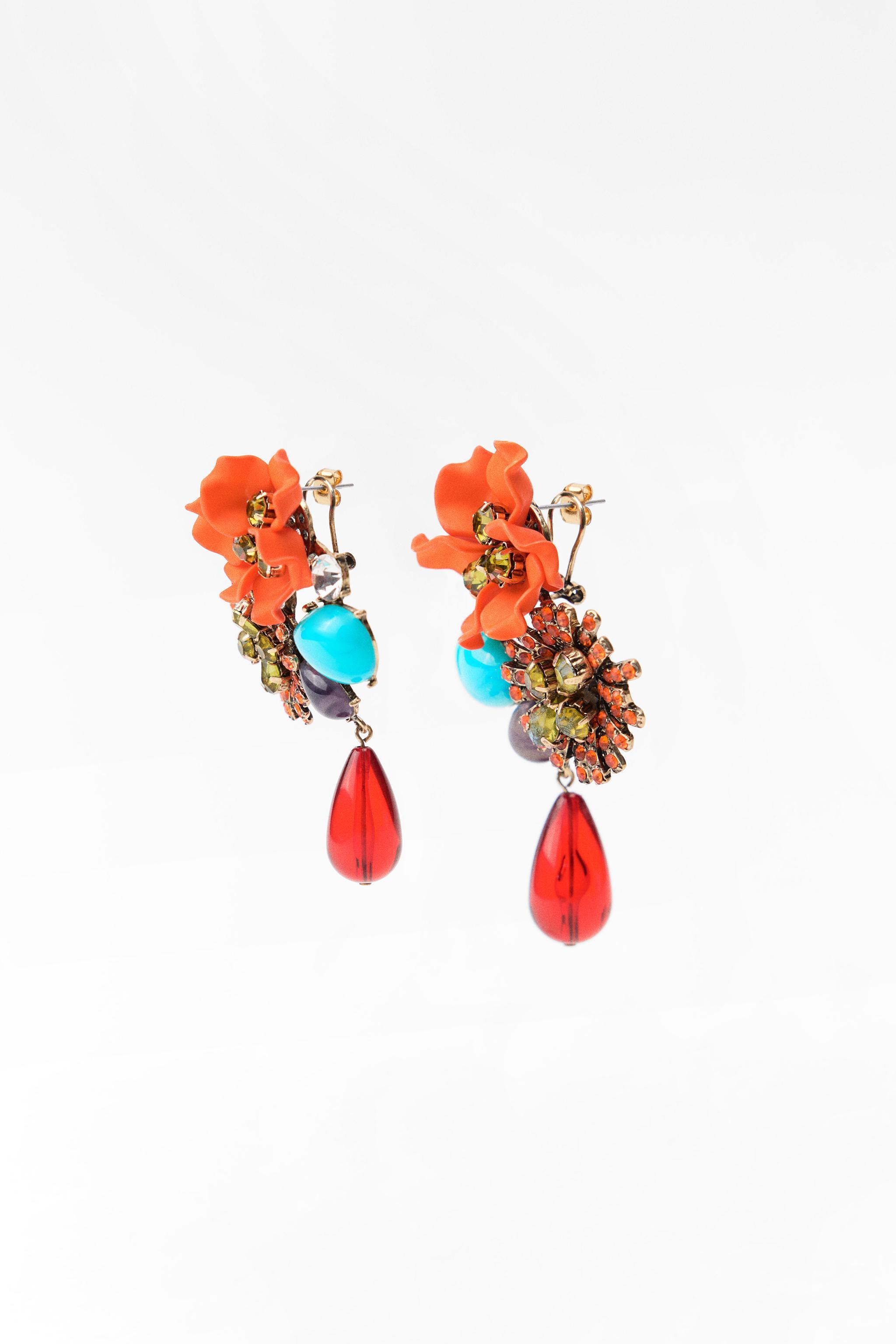 JEWEL BEADS FLOWER EARRINGS Product Image