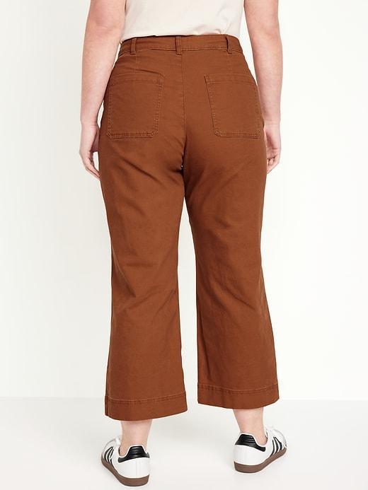 High-Waisted Crop Chino Wide-Leg Pants Product Image