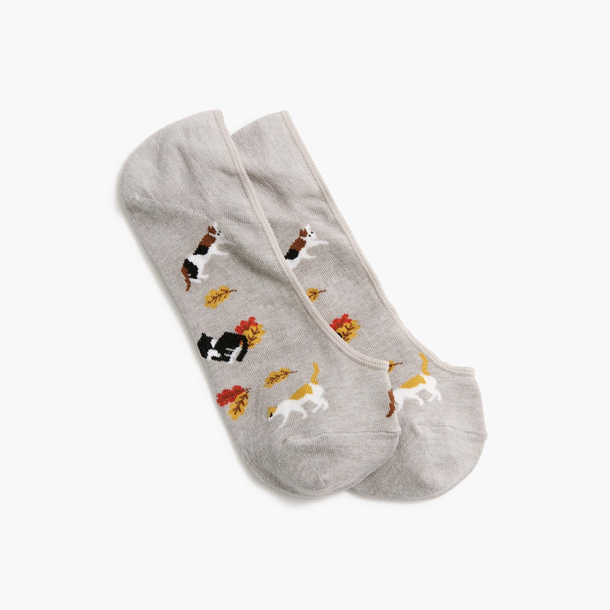 Cat and leaves no-show socks Product Image