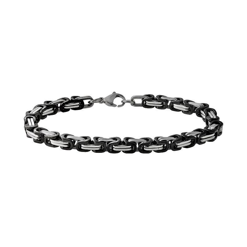 Stainless Steel & Black Immersion-Plated Stainless Steel Bracelet - Men, Mens Grey Product Image