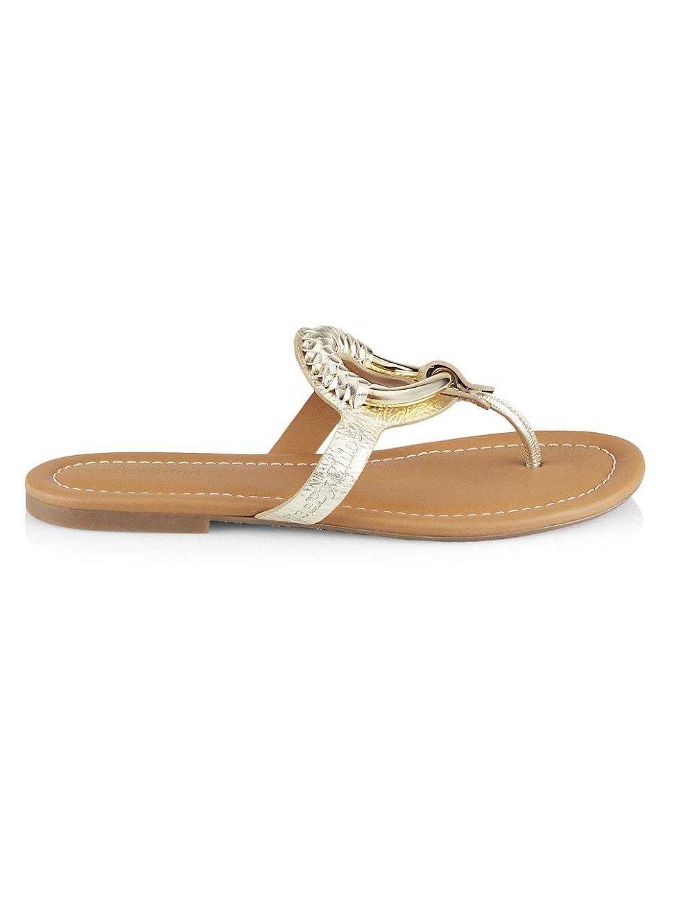 Womens Hana Metallic Leather Thong Sandals Product Image