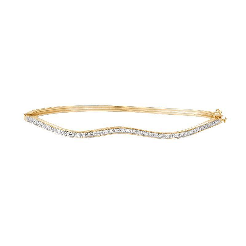 14k Gold Over Silver 1/10 Carat T.W. Diamond Wave Bangle Bracelet, Womens, Gold Tone Product Image