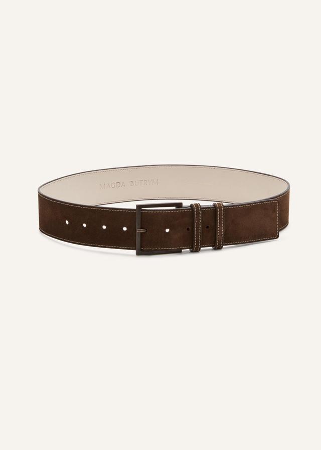 Wide leather belt in brown suede Product Image