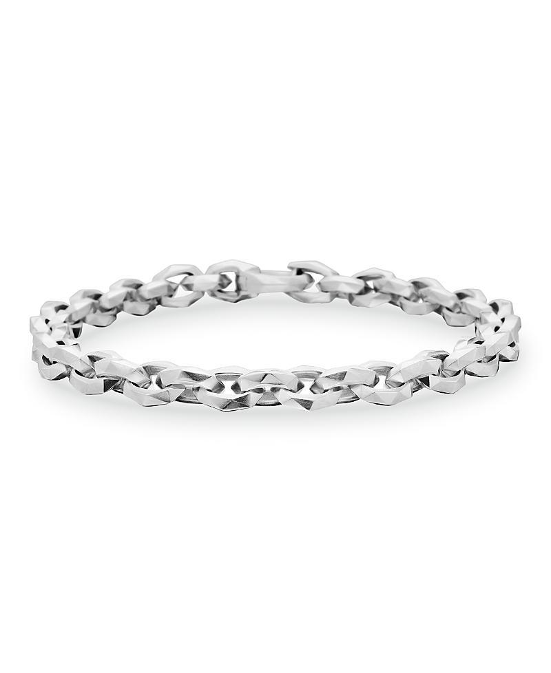 Mens Faceted Sterling Silver Chain Bracelet Product Image