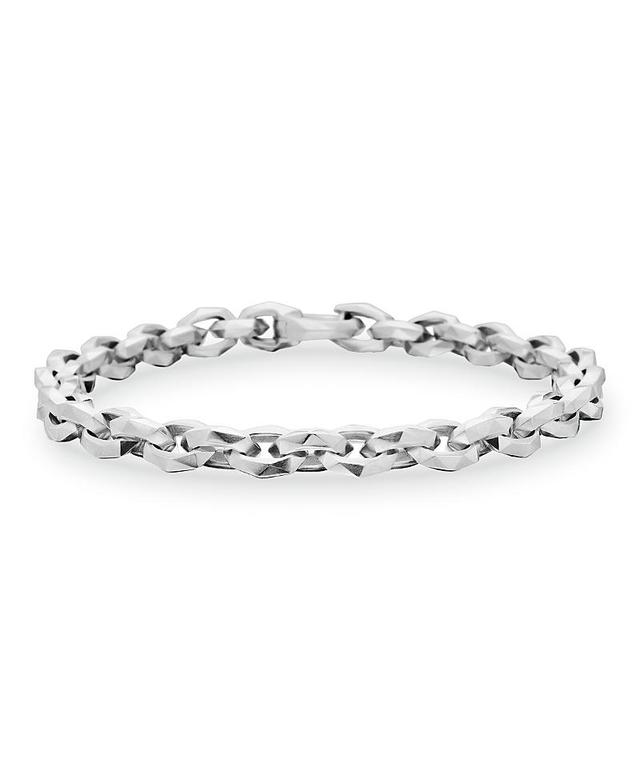 Mens Faceted Sterling Silver Chain Bracelet Product Image