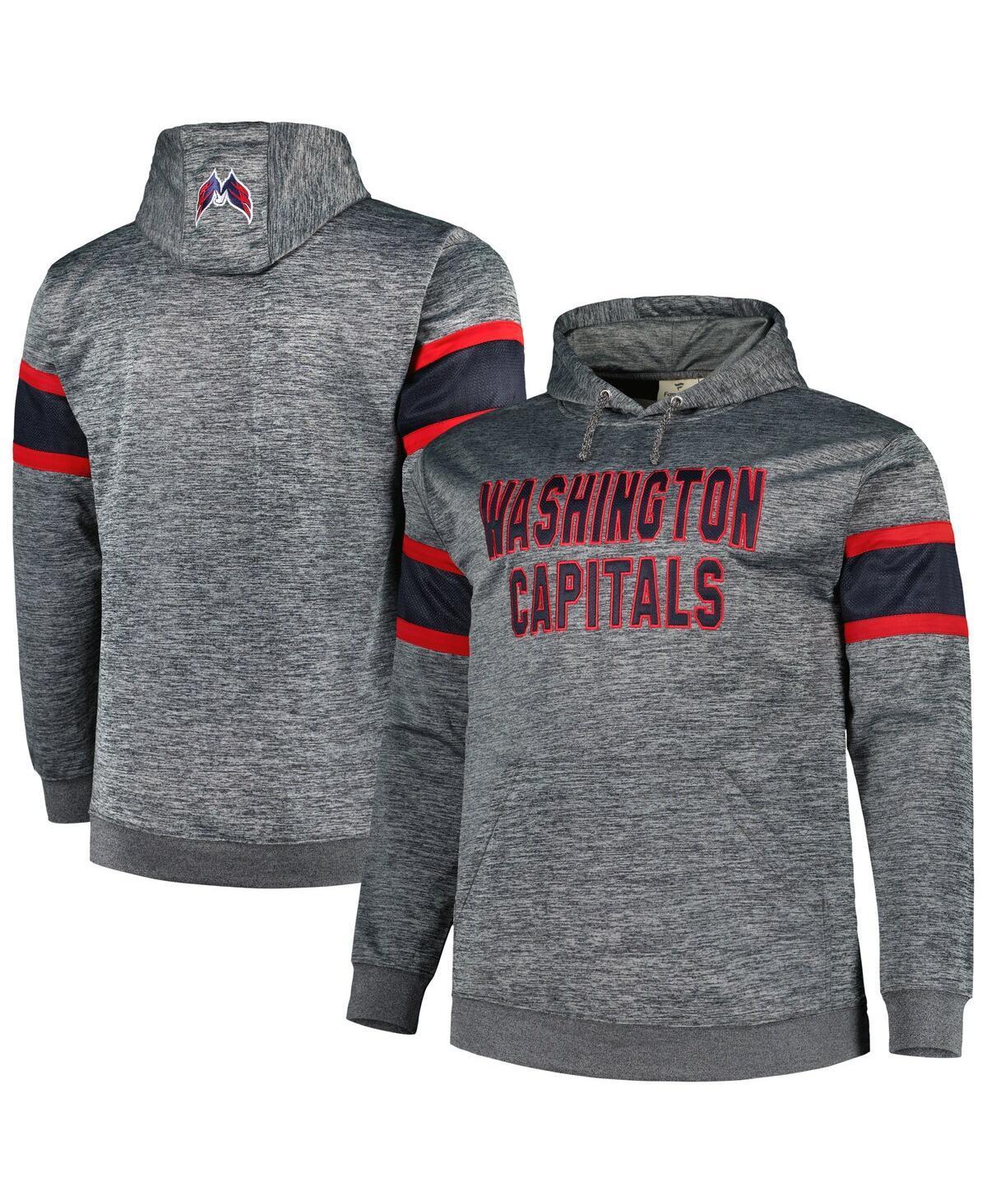 Mens Heather Charcoal Washington Capitals Big & Tall Stripe Pullover Hoodie Product Image