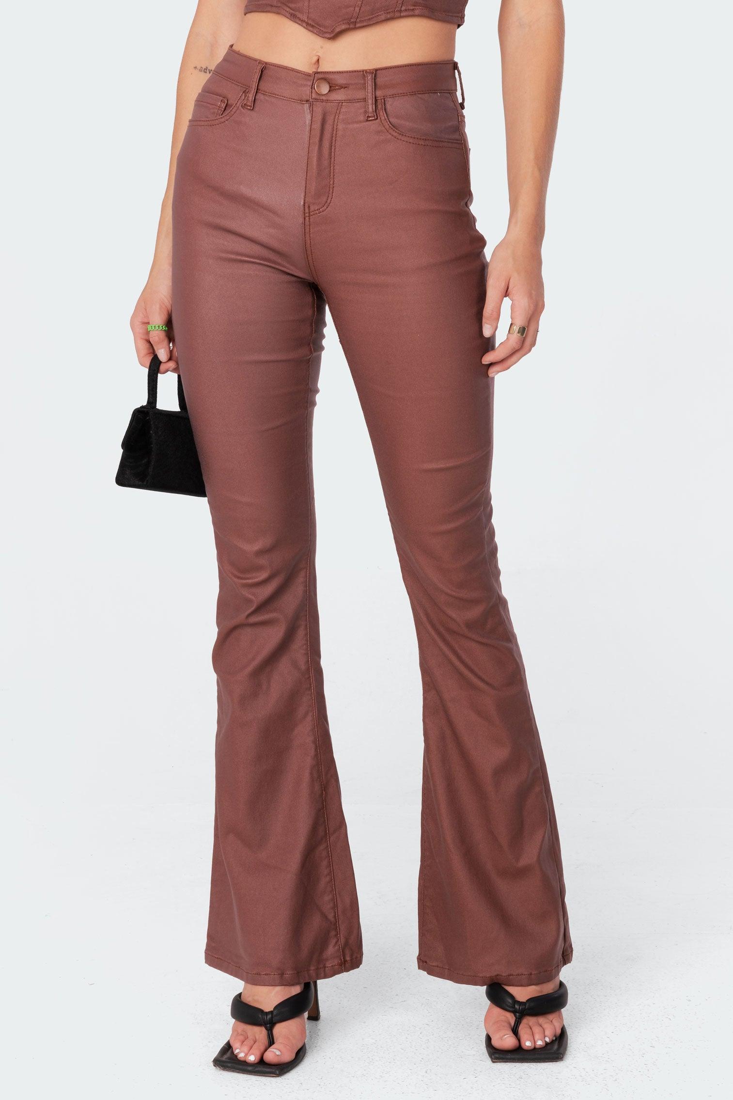 Luna Faux Leather Flare Jeans Product Image