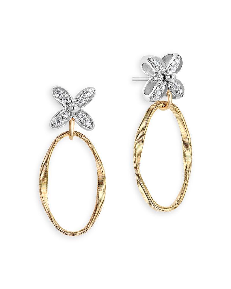 Marco Bicego Marrakech Onde Floral Diamond Drop Hoop Earrings Product Image