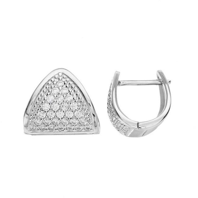 Rosabella Sterling Silver Cubic Zirconia Huggie Hoop Earrings, Womens, White Product Image