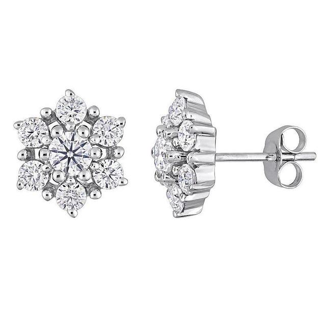 Stella Grace 10k White Gold Lab-Created Moissanite Floral Stud Earrings, Womens Product Image