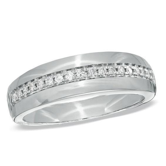 Men's 1/5 CT. T.w. Diamond Wedding Band in 10K White Gold Product Image