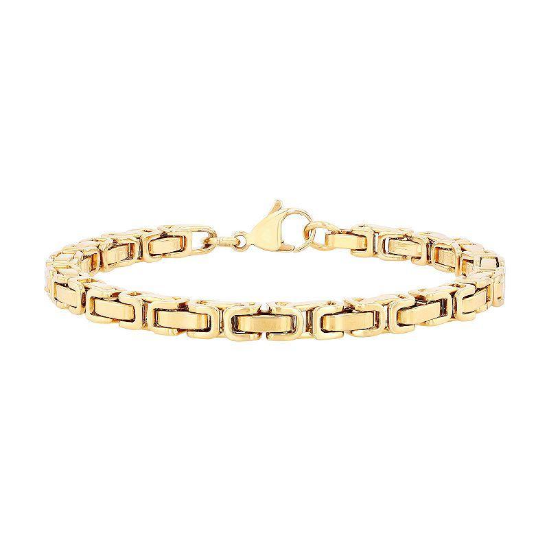 Steel Nation Mens Gold Tone Stainless Steel Byzantine Link Chain Bracelet Yellow Product Image